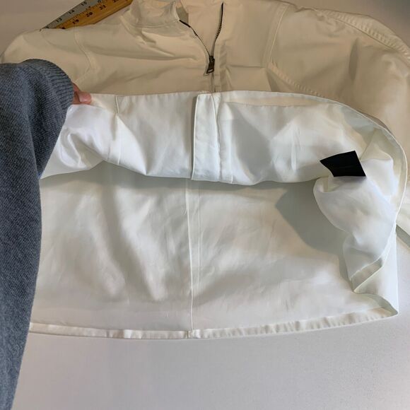 Jarbo Jacket Women 10/12 White Full Zip Snap Boxy Double Lined Structured Crop - Picture 12 of 15
